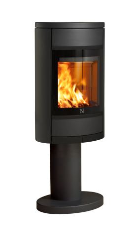 Svart braskamin på sockel Scan 68-3