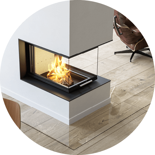 Eldstadsinsats Scan 5005 med glas på tre sidor