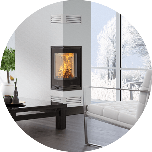 Svart spisinsats Scan 1008 placerad på ytterhörnet